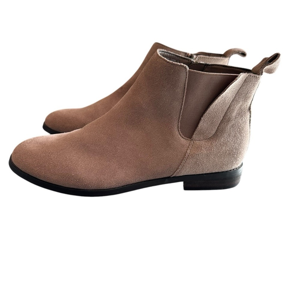 Lands End Ankle Bootie Women's 10 Tan Suede Chelsea Side Zip Beige Western Boho - Picture 3 of 9